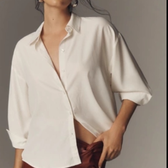 Anthropologie Tops - New! Anthropologie Ivory Long Sleeve Button Down Shirt 37763